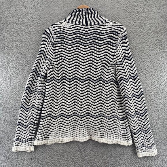 Chicos Sweater Womens 2 US Large Black White Silver Chunky Knit Open Cardigan* - Picture 4 of 9